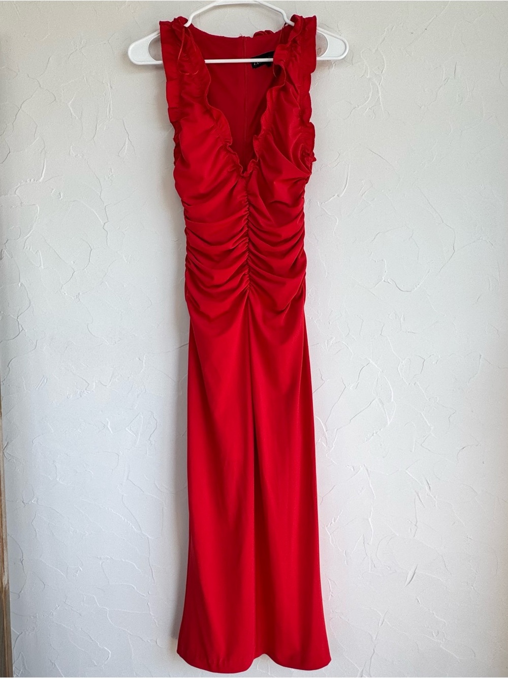 red bodycon dress zara | Dresses | Ruched Ruffle Maxi Zara Deep V Evening Dress Light red